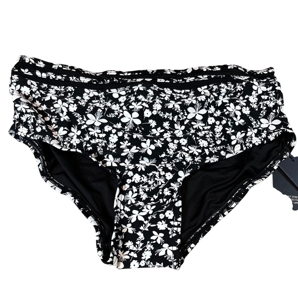 Tommy Hilfiger Womens Black White Floral Bikini Bottoms TZ3BM319 Size S NEW